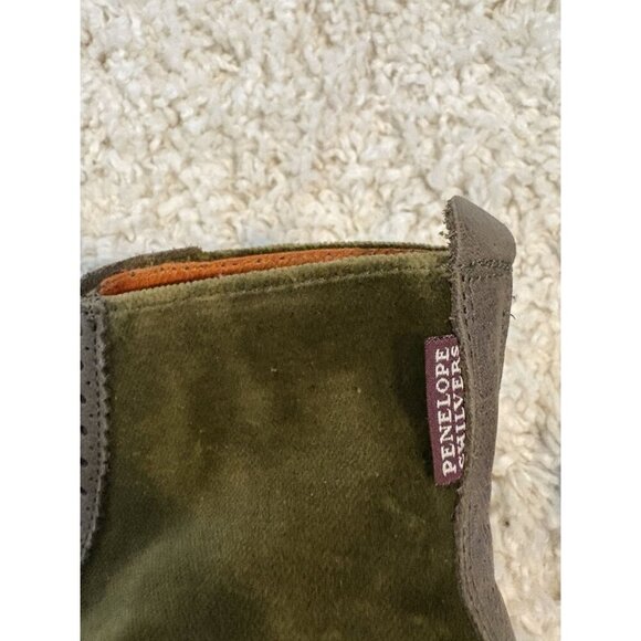 Penelope Chilvers Rodriguez Velvet & Leather Boots Moss Green NEW 37 - Picture 7 of 9